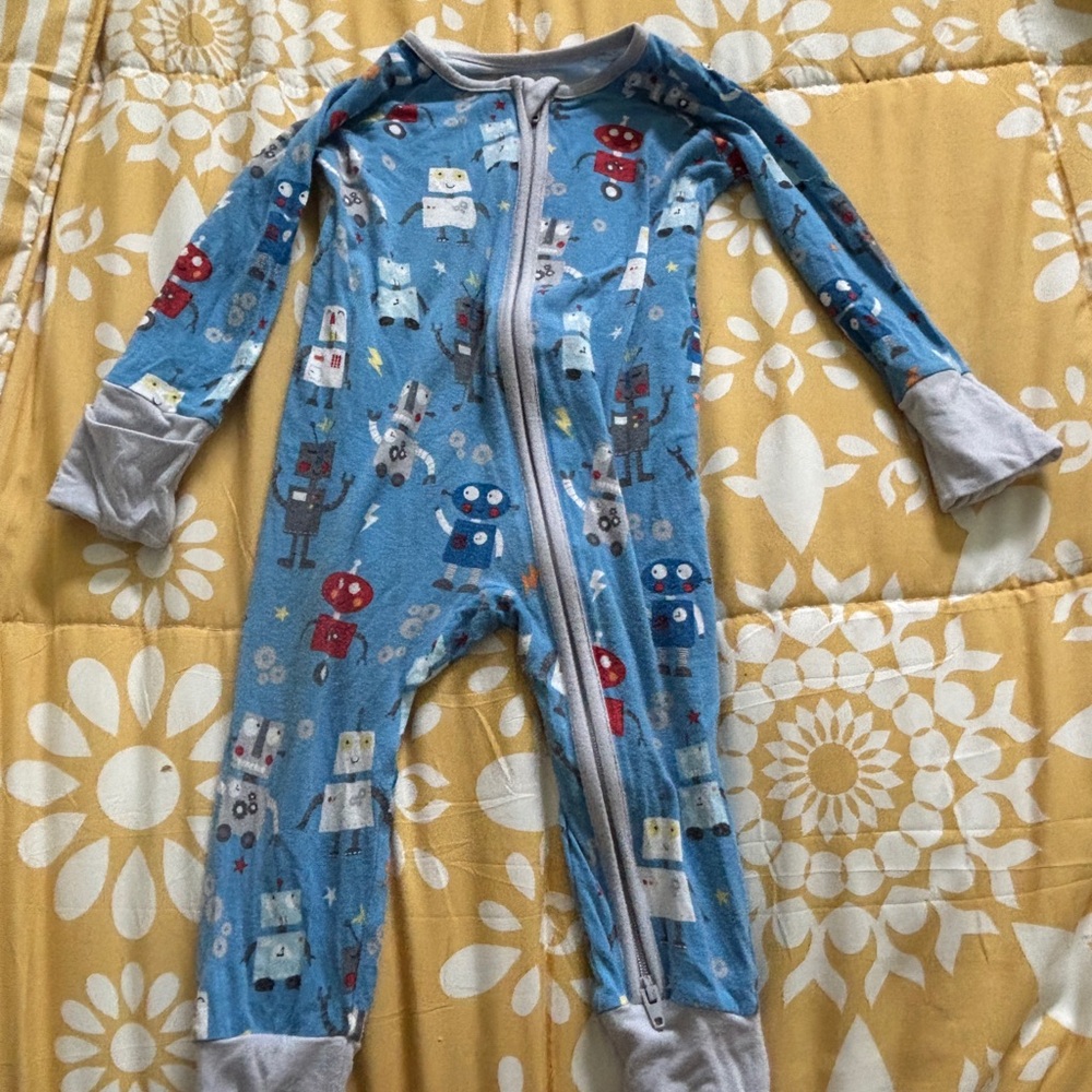 GUC Little Sleepies Blue Robot Print Footie